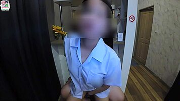 doctor roughly bends over thai patient for hardcore doggystyle creampie