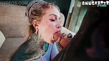 i love slamming my huge dildo deep into this hippie tattooed babe's hungry asshole