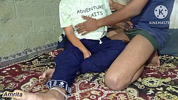 brunette beauty takes first anal pounding in bathroom