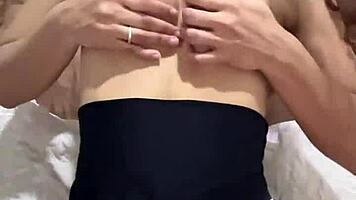 Young Petite Babe in Suit Fantasizes Big Cock Stretching Tight Pussy