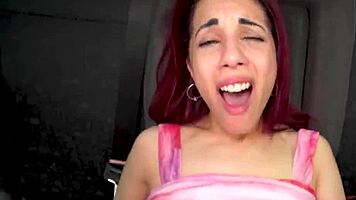 seductive redhead fucks wildly in backseat frenzy