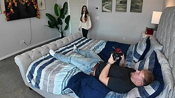 Breezy Bri's Natural Blonde Tits Bounce on Holiday Cock BTS