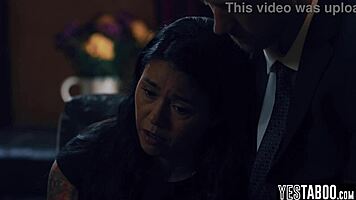young guy cheers asian milf with massive cock doggystyle pounding