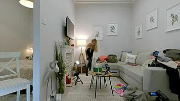 Big tits ass blonde teases guy with dripping handjob squeeze