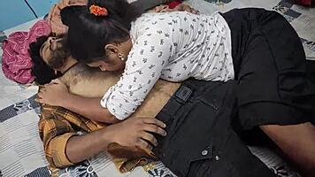 brunette beauty drops to knees licking big cock passionately homemade