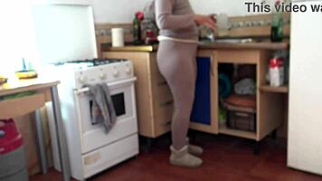 horny mature milf exposes hairy wet pussy during intense taboo voyeur session