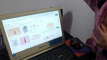 Watch this milf's anatomy lesson turn into natural tits handjob fuck