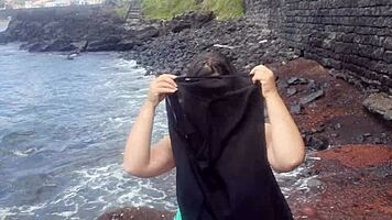 Curvy Brunette Dresses Sexy For Beach Masturbation Photoshoot And Public Flash