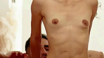 brunette teen helps bro's masturbation with eager pussy assist
