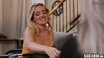 hayley davies wins kinky poker and gets her big tits licked in lesbian threesome!