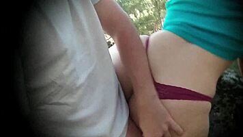 hot brunette big ass pounded hard in mountain outdoor doggystyle fucking