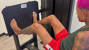 brazilian skinny teen shares gym machine for outdoor doggystyle