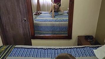 hot maid deepthroats monster cock then gets fucked pov style in hotel mirror