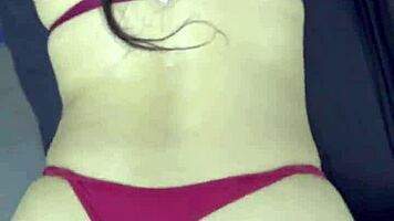 Sensual curvy Latina in thong masturbates wildly, squirts begging for rough doggystyle pounding.