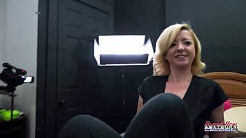 Tattooed Blonde Milf Keyton Teases Passionate Bedroom Handjob Strokes Igniting Deep Desire