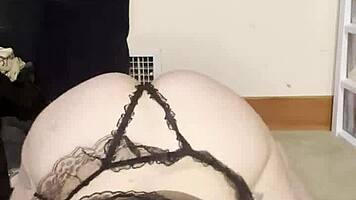 Petite goth teen shakes fat juicy ass in ripped lingerie tease