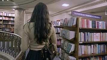 he bends over the pretty petite librarian for rough doggystyle domination