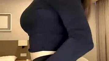 big milky natural tits bounce as mature wife masturbates on webcam