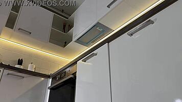 Hot Dorm Babe In Nightie Bored In Kitchen—What Next?!