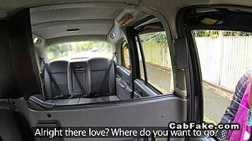 British babe anal slammed in voyeur taxi hidden cam ride