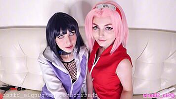 Purple Bitch teases with lesbian toy play and ass licking in sultry session
