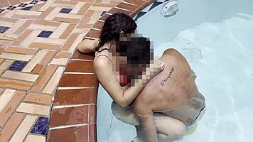 Petite Skinny Hottie Fucked Standing Poolside Missionary Quickie