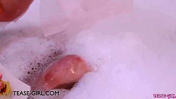 hey check gorgeous brunette milf relaxing soaking in hot bath