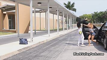 Black Besties Share and Devour Massive White Cock