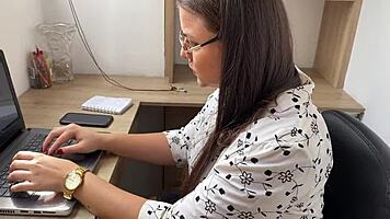 secretary dreams of banging her boss with huge tits