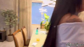 hot maid bent over skirt pulled down for forceful deep pussy slamming