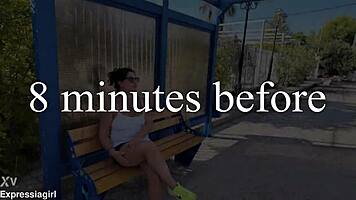 Cheating Brunette Milf Sucks Huge Cock at Public Bus Stop