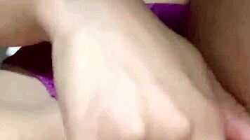petite teen babe fingers her dripping wet pussy in solo horny masturbation frenzy
