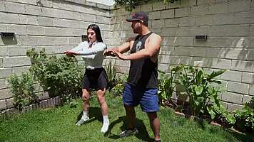 steamy gym hookup as hot latina fucks her trainer fred nunex senseless