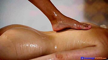 Young oiled babes massage session