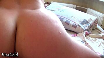 Skinny brunette teen sucks hard cock then rides to a deep creampie finish in homemade heat