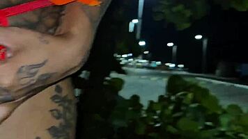 Skinny Tattooed Brazilian Latina Takes Big Black Cock POV