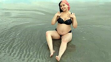 belle belinha sensually flaunts pregnant belly on sunny beach