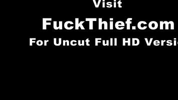 Security guard catches wet pussy shoplifter and punishes her bent over doggystyle in the garage