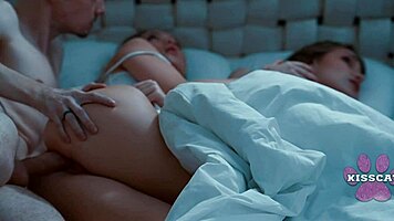 jessie ames fucked hard in shared bed cums inside while babe sleeps 😈💦 tight pussy creampie moaning orgasm