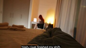 redhead milf rides stepson's cock on shared king bed