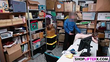 Sexy shoplifter teen takes massive cock punishment from officer!