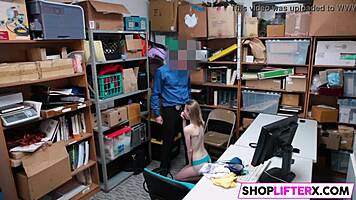 Sexy shoplifter teen takes massive cock punishment from officer!