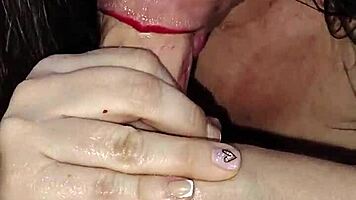 Mature milf strokes enormous tits devours thick dildo