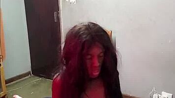 skinny ebony beauty in sandals takes juicy interracial pounding hard