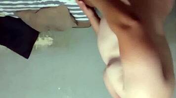 White stud rams tight ebony pussy hard