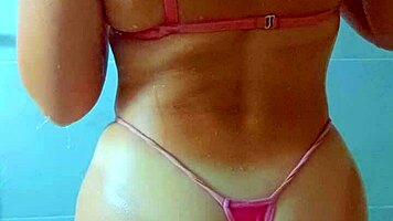beautiful tanned latina shower wet pussies beach