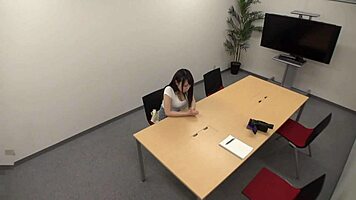 big breasted cute japanese teen strips nude at fake idol audition