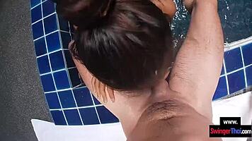 thai teen gf rides big cock european bf poolside amateur hardcore