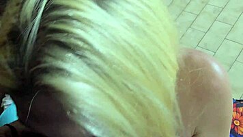 Teen babysitter slurps two throbbing cocks deep before sloppy facial cumshot