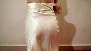 Indo Brunette Solo Masturbates Fat Ass in Miniskirt Dripping Wet Pussy